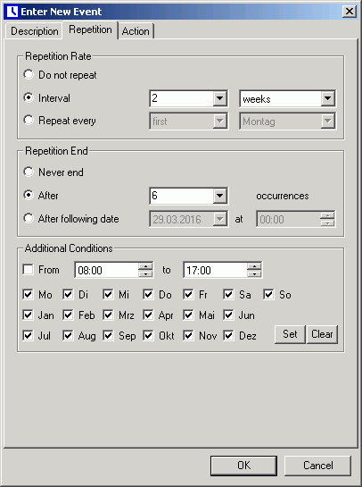 Enter New Event - Repetition