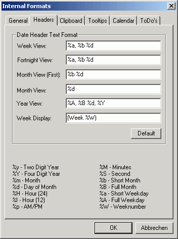 Internal Formats - Headers