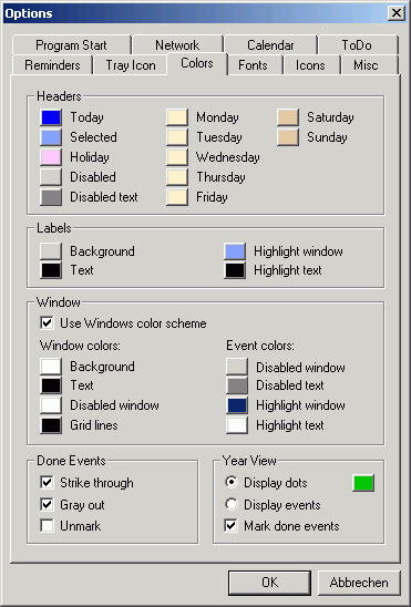 Options - Colors