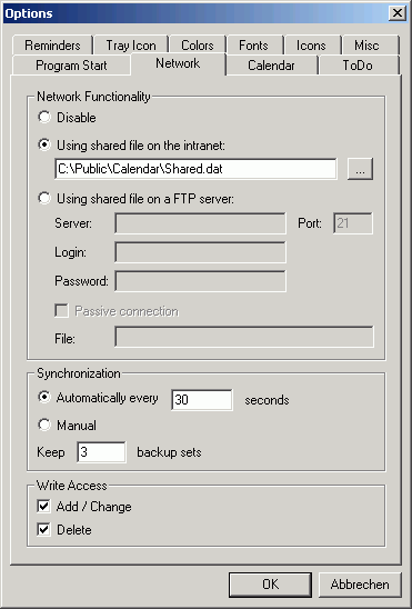 Options - Network