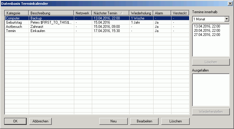 Datenbasis-Ansicht