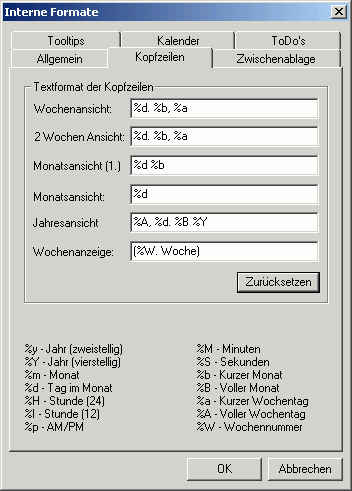 Formate - Kopfzeilen