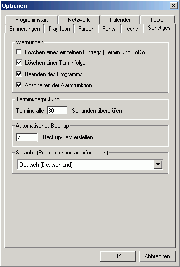 Optionen - Sonstiges