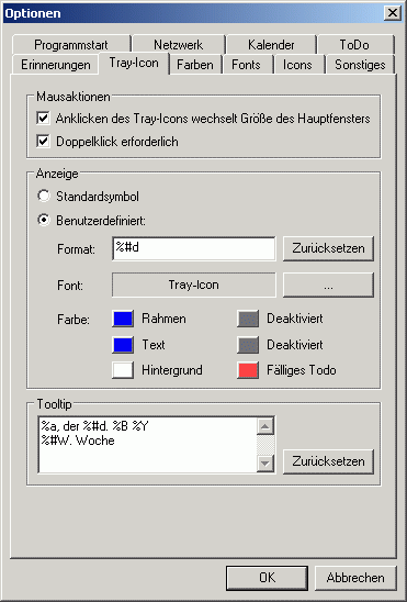 Optionen - Tray-Icon