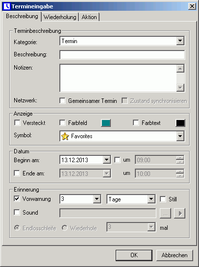 Termineingabe - Beschreibung