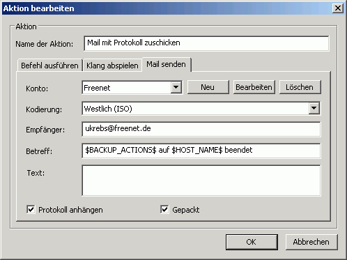Aktion Email versenden