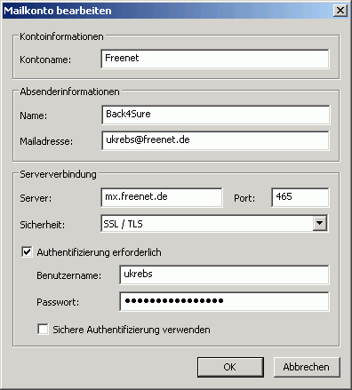 Mail-Konto bearbeiten